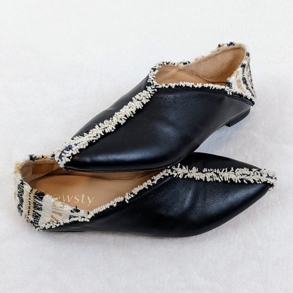 Anthropologie Shoes - Howsty leather fringe tweed flat